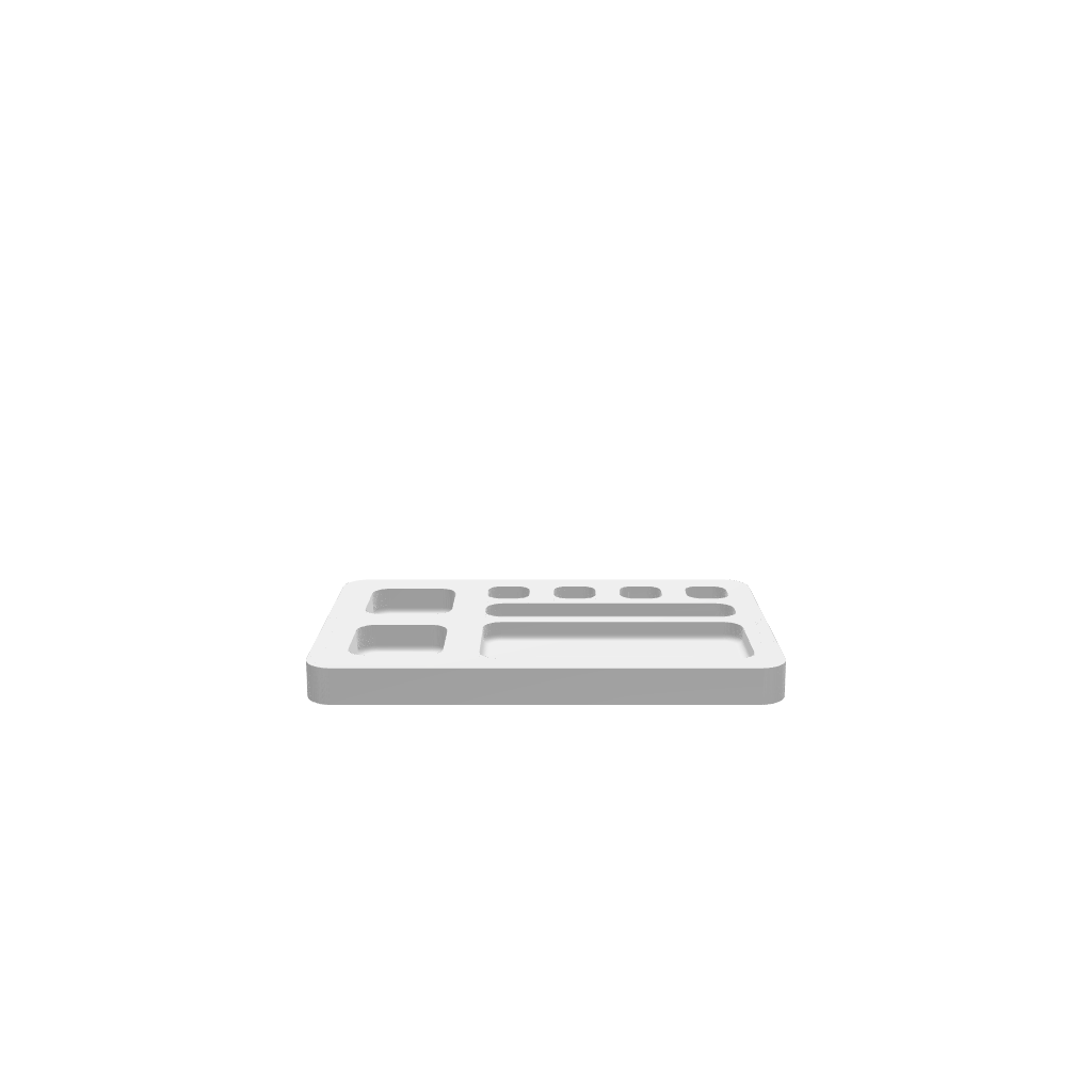 GLB of render file of an 8 Pocket Jewelry Tray used to preview the design in 3D before cutting or production.