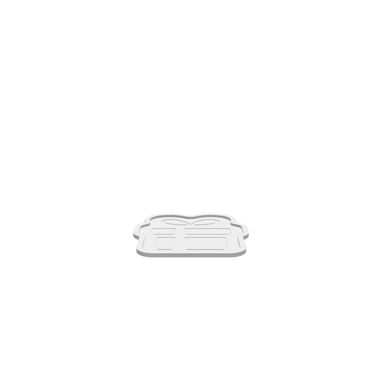 GLB of render file of a 3D holiday gift tray with an abstract, festive pattern.