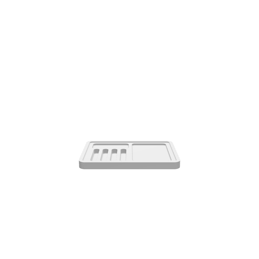 GLB of render file of the Acadia Pocket Knife Dual Catchall Tray 4x, a 3D model preview for visualizing the finished tray before cutting or production.