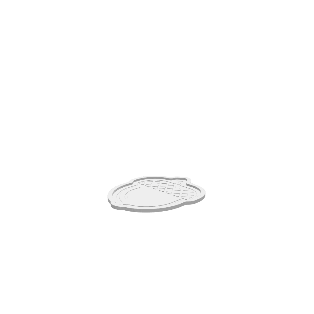GLB file of an acorn shaped Tray with engraved acorn in the base.