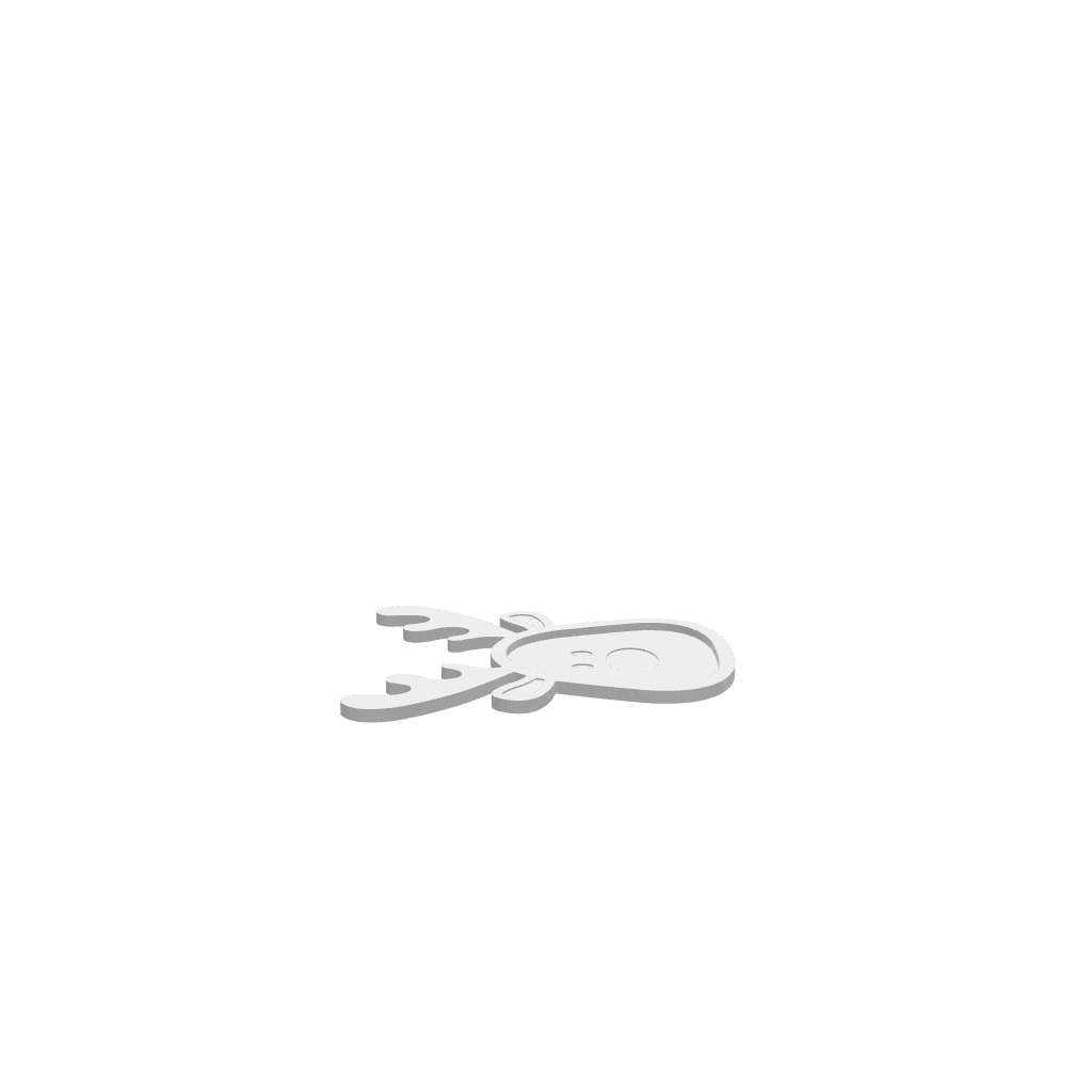GLB of render file of an Antler Cartoon Reindeer Christmas Tray, a 3D model used for previewing how the finished tray will look before cutting or production.