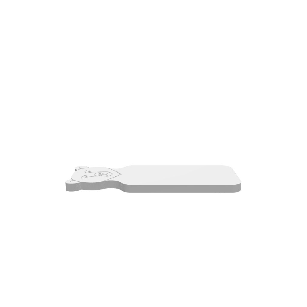 GLB of render file of a bear head cheese board used for previewing the 3D design before production.