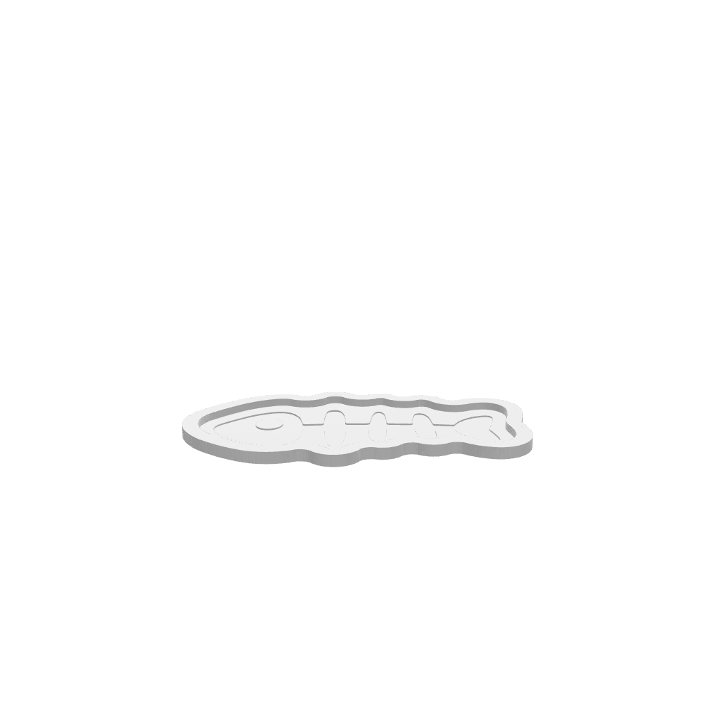 GLB of render file of a Bone Fish Halloween Tray used as a 3D preview to visualize the finished tray for Halloween decorations or themed serving.