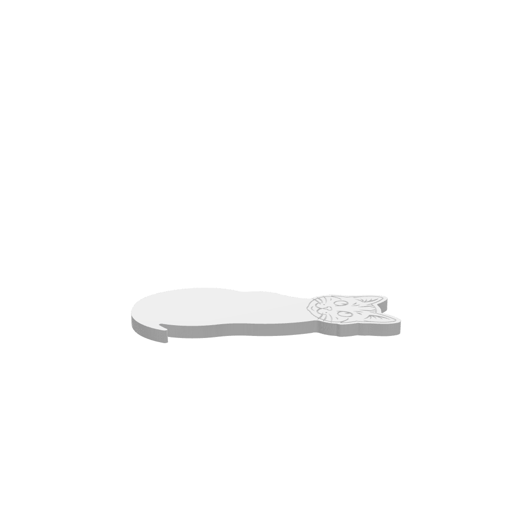 GLB of render file of a cat cheese board, displaying a 3D preview of the final product, simple shape, perfect for serving cheese or as a decorative kitchen board.