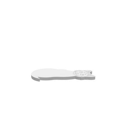 GLB of render file of a cat cheese board, displaying a 3D preview of the final product, simple shape, perfect for serving cheese or as a decorative kitchen board.