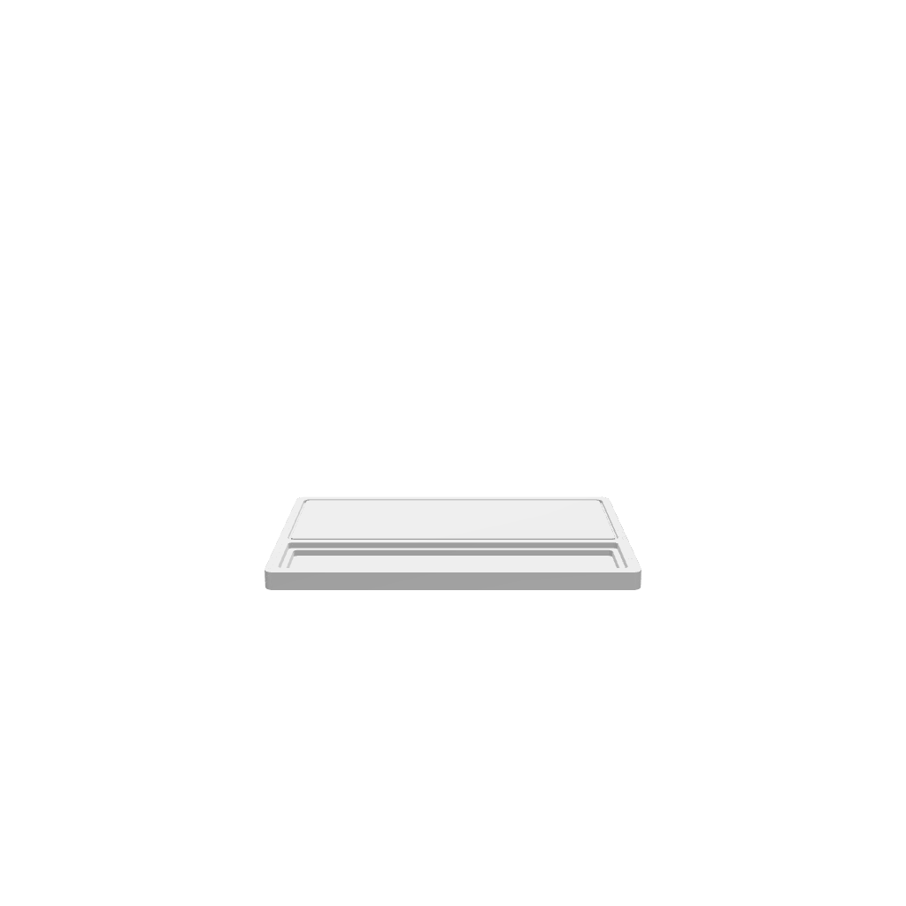 GLB of render file of a cheese board with an engravable crumb tray, displaying the final 3D look and proportions for product preview.