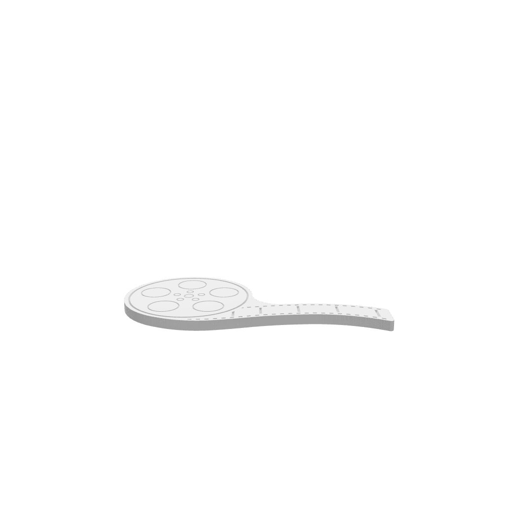 GLB of render file of a cinema film cheese board, a 3D preview used to visualize the final product shape and details.