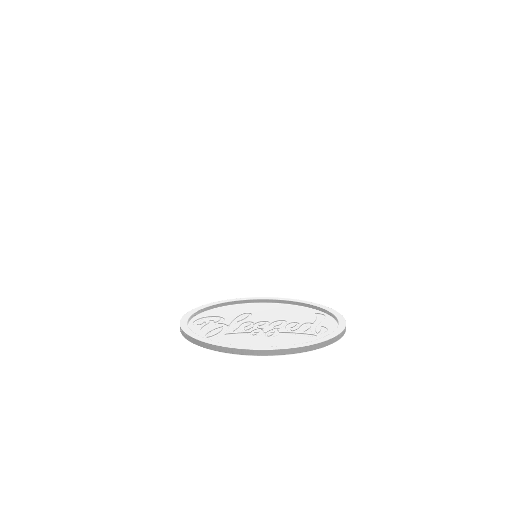 GLB of render file of a 3D model of the same circular Thanksgiving tray with "Blessed" lettering, ready for visualization.