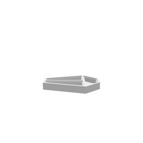 GLB of render file of a coffin jewellery box with a clear acrylic lid, designed to store rings, necklaces, and small accessories.