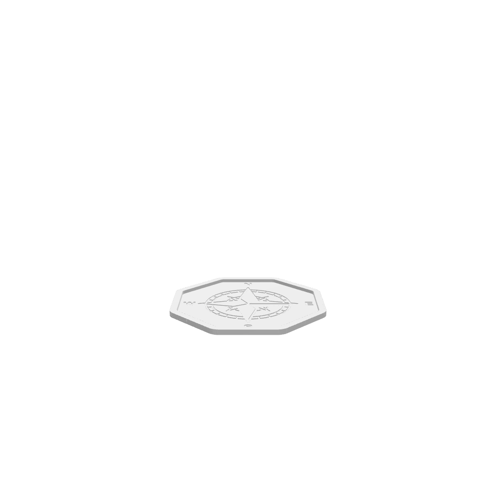 GLB of render file of Compass Rose Tray 2, displaying a 3D preview of the tray with clear details and depth for visualization before production.