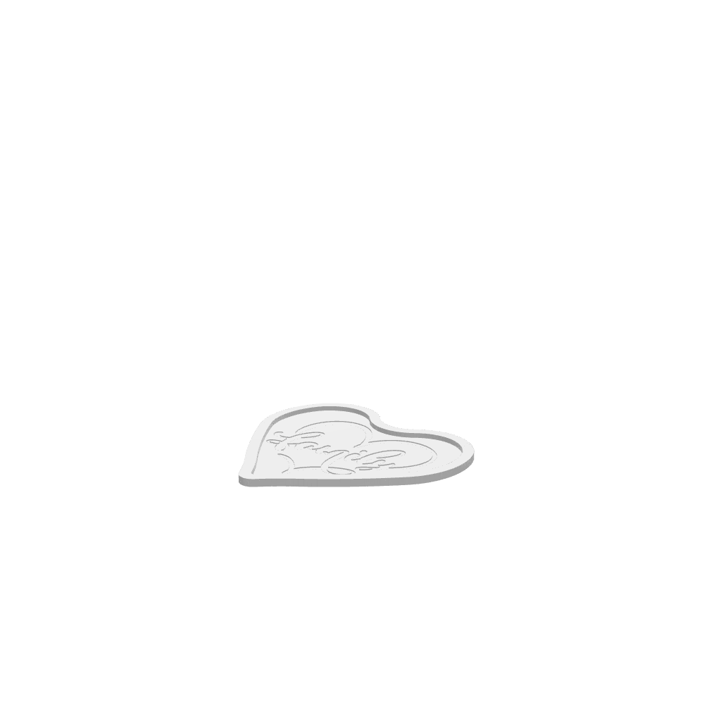 GLB of render file of a heart-shaped Thanksgiving tray with “Family” in the center, showing how the finished product will look once cut and assembled.