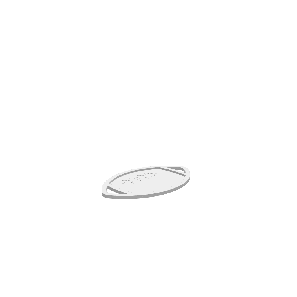 GLB of render file of a Football Fall Handle Tray, displayed as a 3D model to preview the shape, size, and handle style before cutting or production.