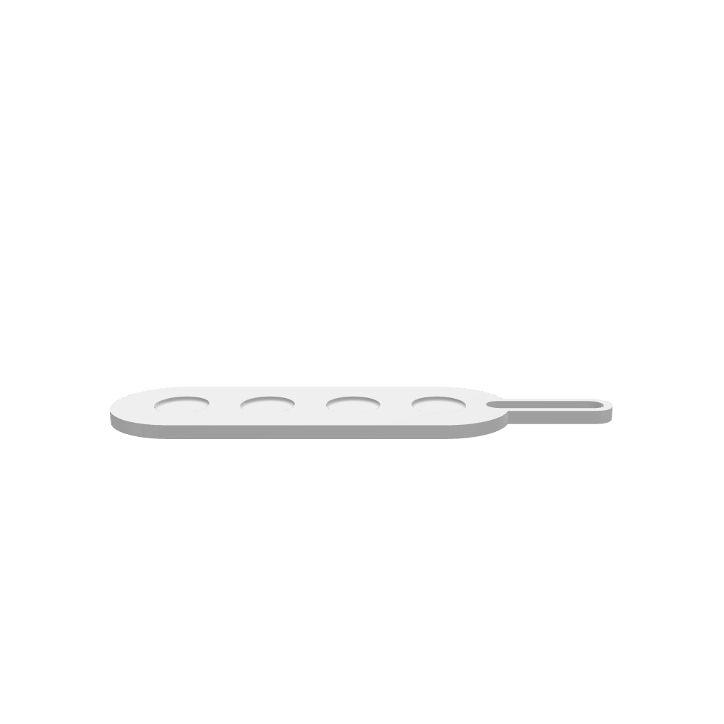 GLB of render file of Gap Handle Beer Flight, a simple wooden-style carrier used for presenting tasting samples in bars, events, or home use.