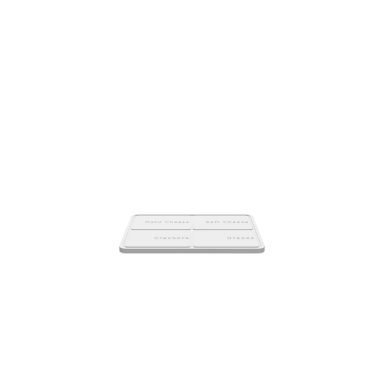 GLB of render file of a Giant 4 Quarter Cheese Board, displaying the 3D shape, smooth edges, and clear four-section layout for easy visualization.