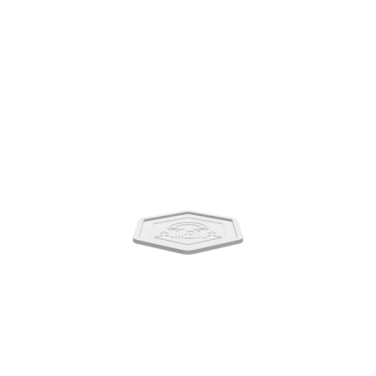 GLB of render file of the same hexagon Halloween tray with a detailed graveyard gate design, ready for 3D visualization.