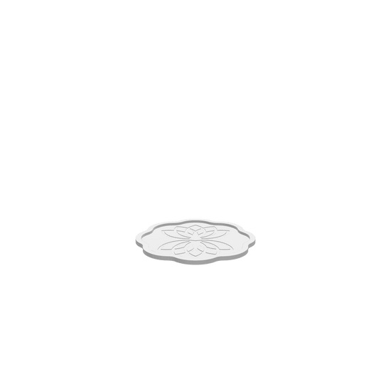 GLB of render file of a lotus flower cookie tray, showcasing its detailed petals and round shape for 3D viewing.