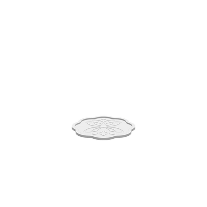 GLB of render file of a lotus flower cookie tray, showcasing its detailed petals and round shape for 3D viewing.