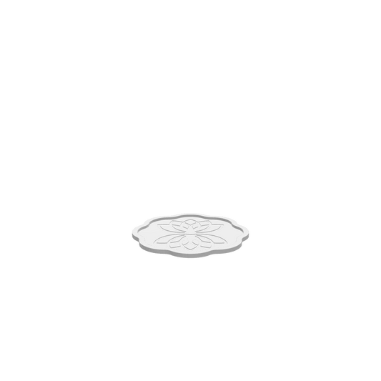 GLB of render file of a lotus flower cookie tray, showcasing its detailed petals and round shape for 3D viewing.