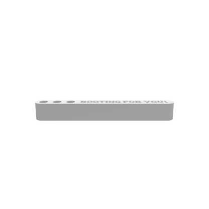 A 3D render of a CNC file showing the Modern Propagation Station 3x Rooting For You V3, featuring a modern wood cut design with three slots for rooting plants in style.