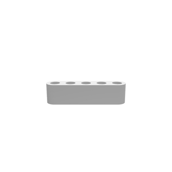 A 3D render of CNC file showing a Modern Propagation Station 5x V2 with a minimalist design, featuring five openings to display and root plant cuttings in glass tubes.