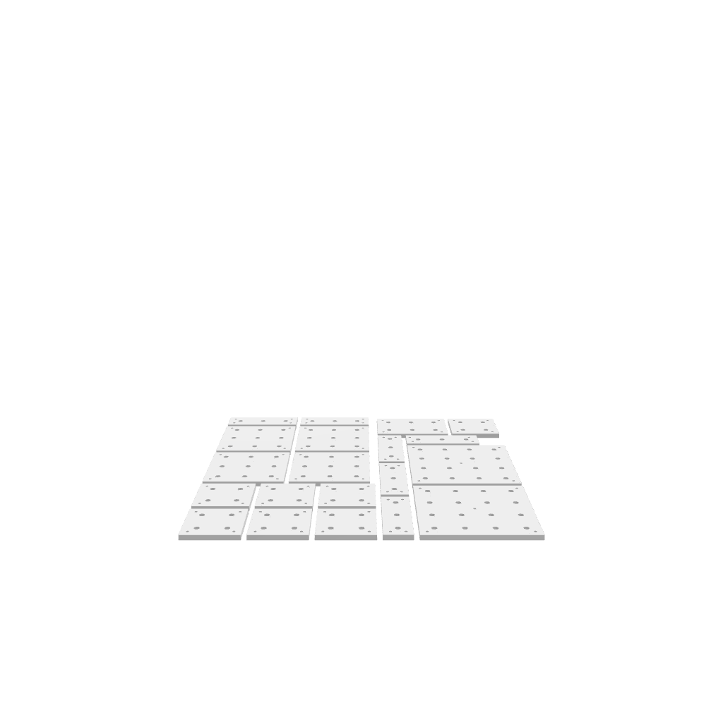 GLB of render file of modular wasteboard tiles to hold workpieces steady and prevent damage to the main surface.