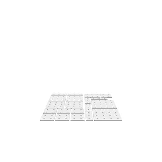 GLB of render file of modular wasteboard tiles to hold workpieces steady and prevent damage to the main surface.
