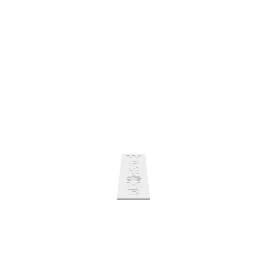 GLB of render file of a mummy welcome porch board that visualizes the finished product for preview before cutting or selling.