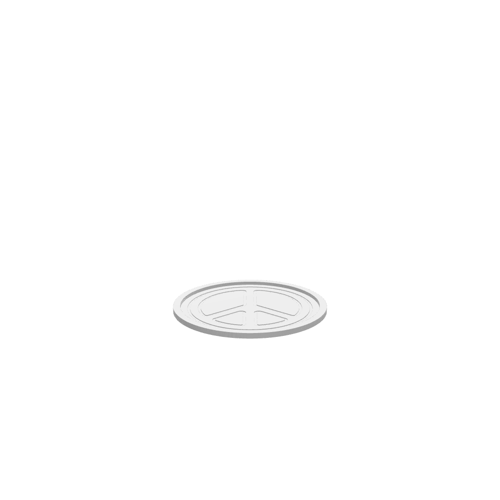 GLB of render file of a Peace Symbol Cookie Tray used as a digital 3D model for previewing the design before fabrication.