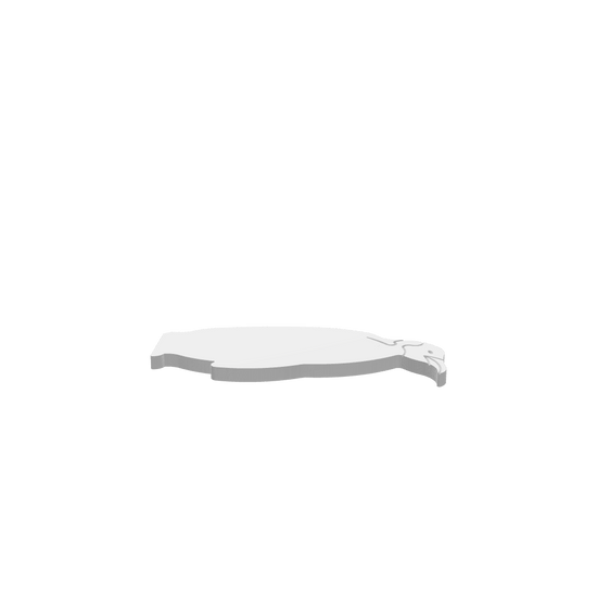 GLB of render file of a penguin cheese board, displaying a smooth 3D preview of the final wooden serving board for cheese and snacks.