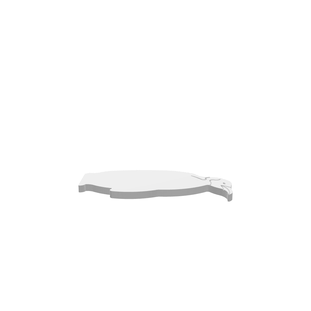 GLB of render file of a penguin cheese board, displaying a smooth 3D preview of the final wooden serving board for cheese and snacks.