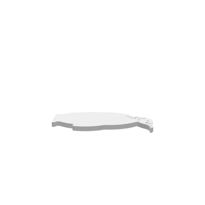 GLB of render file of a penguin cheese board, displaying a smooth 3D preview of the final wooden serving board for cheese and snacks.