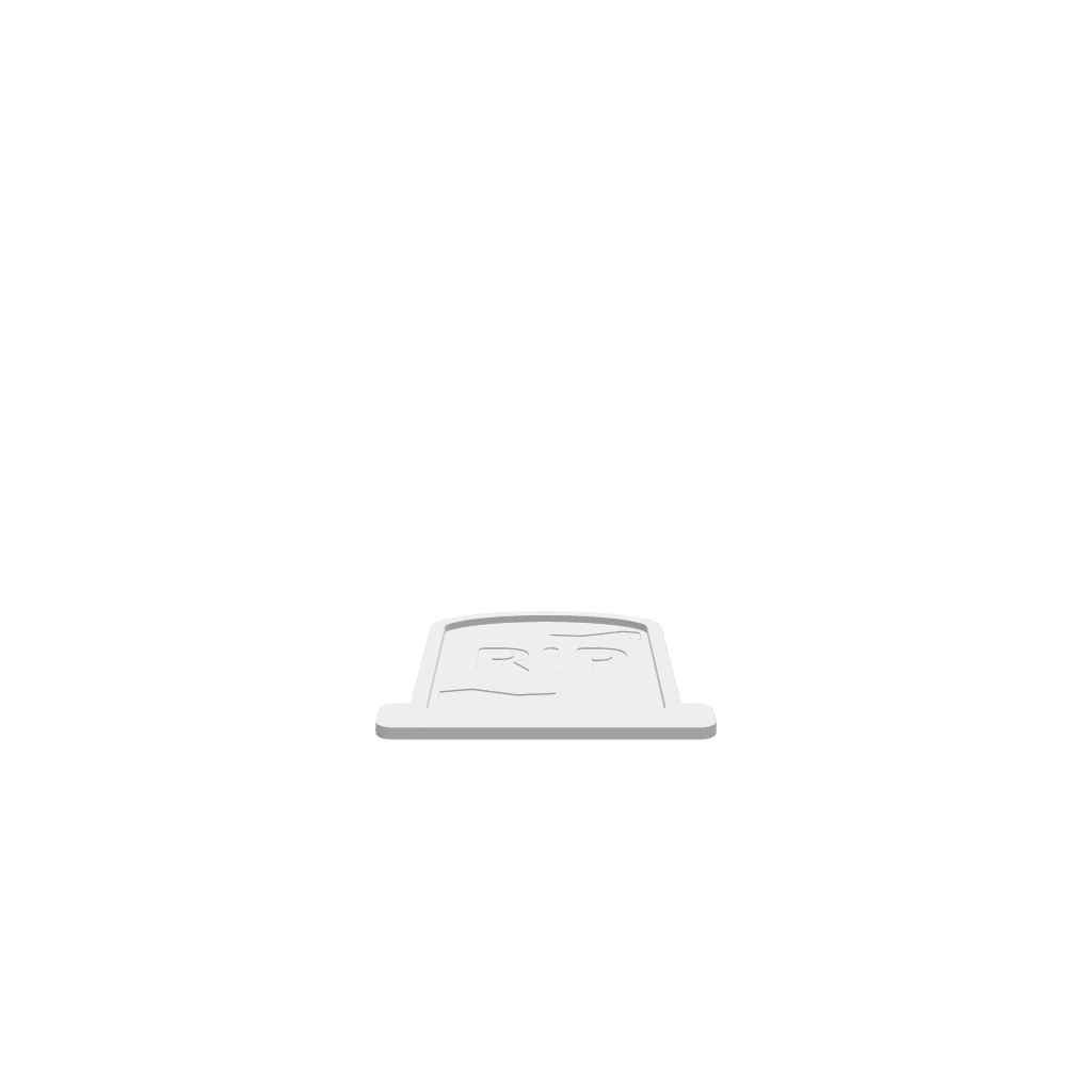 GLB of render file of a “RIP” Tombstone Halloween Tray used for visual preview of the 3D design before cutting or production.