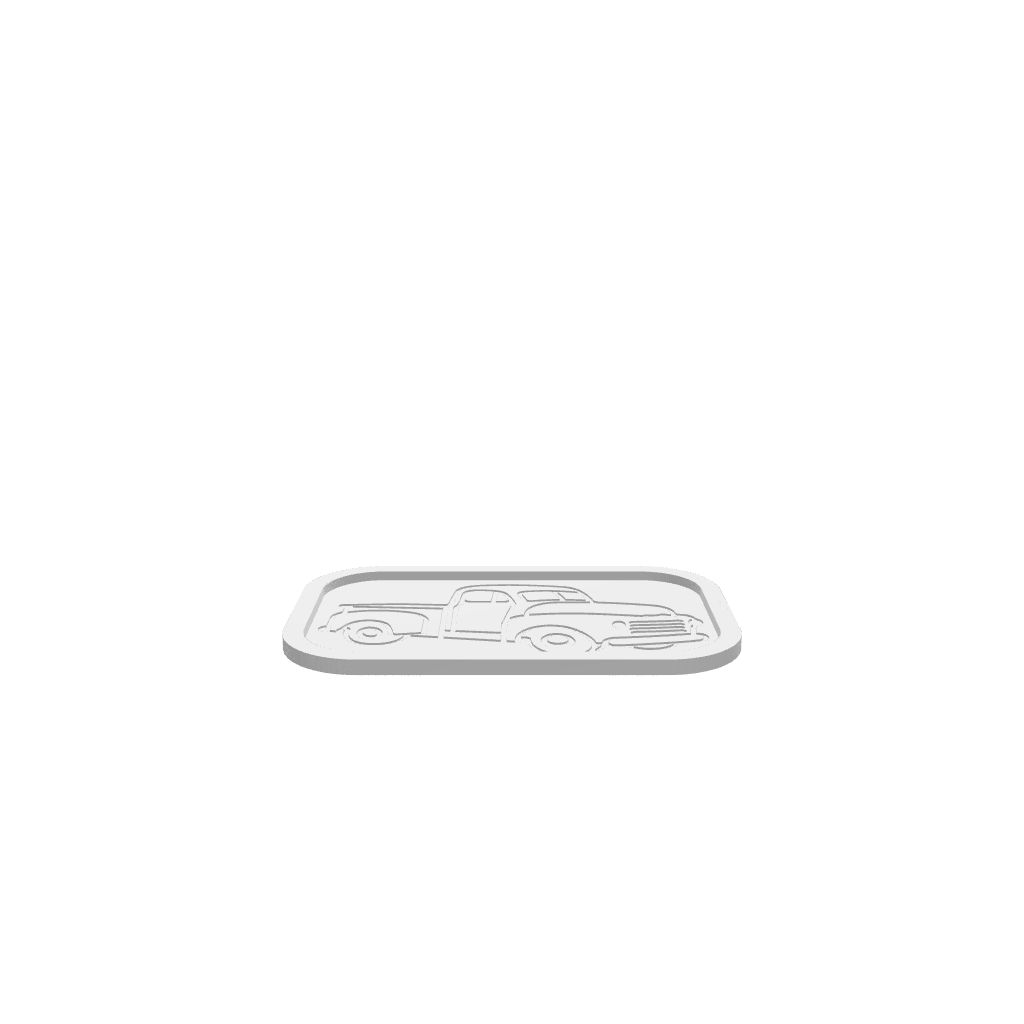 GLB of render file of a 3D model of a rectangle antique farm truck tray with autumn-themed details.