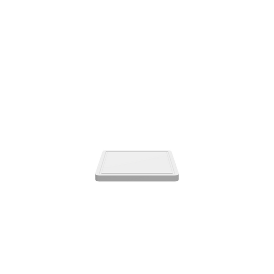 GLB of render file of a rustic square cutting board with a juice groove, designed for practical kitchen use.