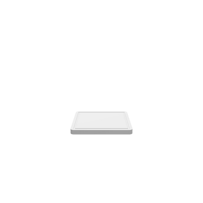 GLB of render file of a rustic square cutting board with a juice groove, designed for practical kitchen use.