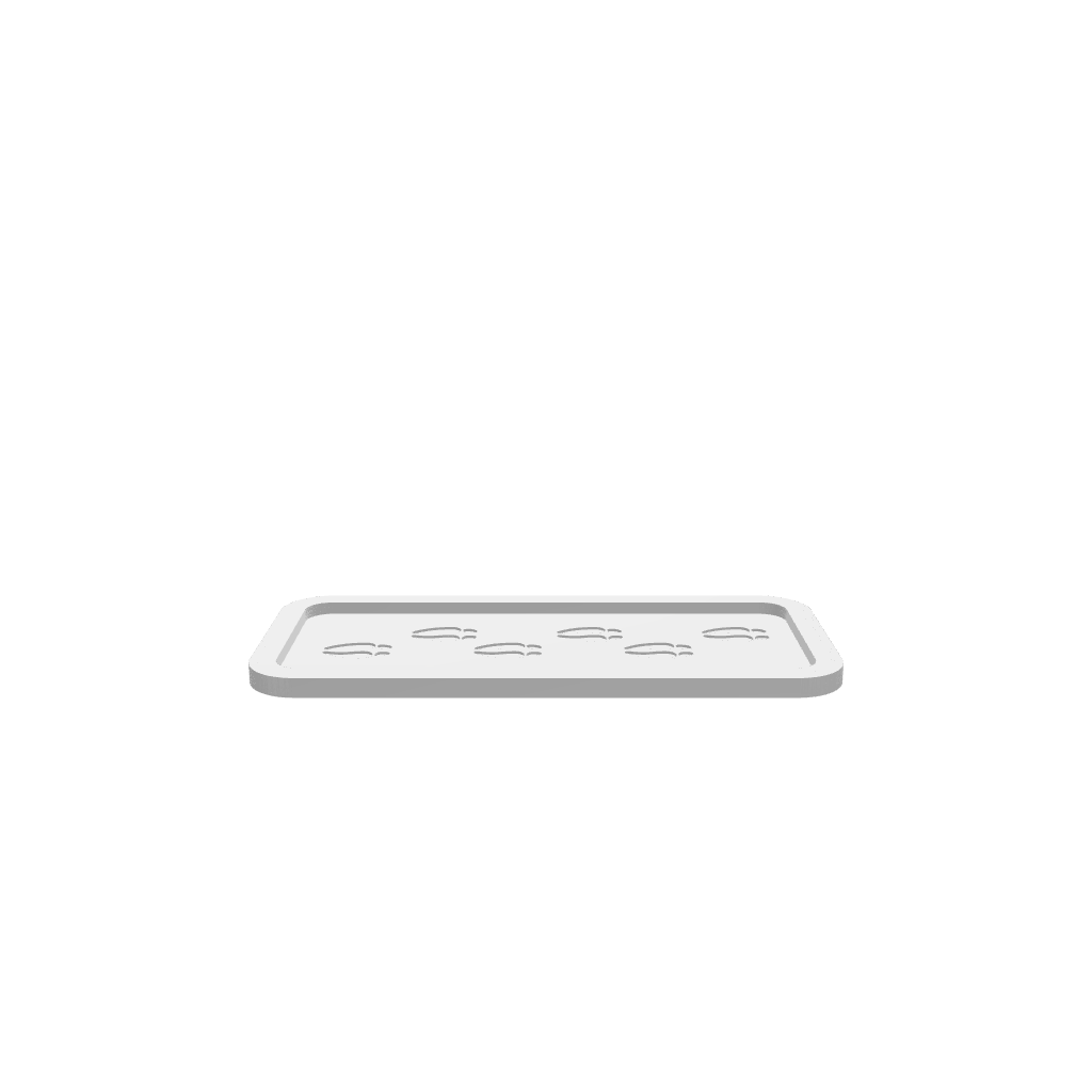GLB of render file of a Simple Deer Tracks Tray, displaying a clean 3D model used for previewing the final product before production.