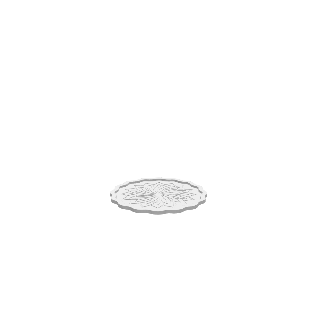 GLB of render file of a Spike Mandala Cookie Tray used to visualize the finished decorative tray for serving cookies or small treats.