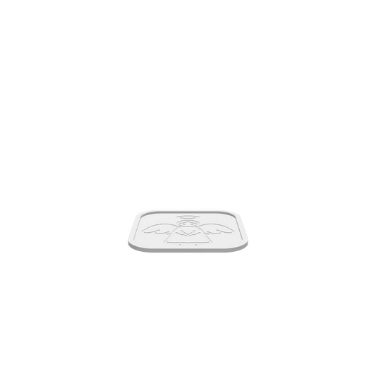 GLB of render file of a square tray featuring an adorable angel motif.