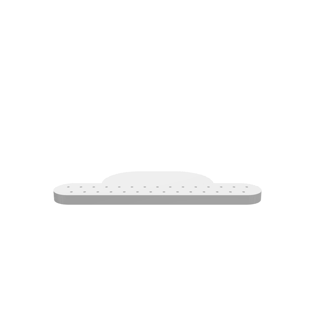 GLB of render file of a clean, customizable tie rack blank that can be easily modified for personal, retail, or workshop storage use.