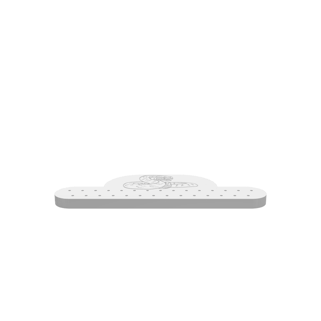 GLB of render file of Tie Rack Snake displaying a sleek, snake-shaped rack used for storing and organizing ties in a closet or wardrobe.