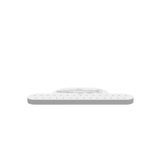 GLB of render file of a trout-shaped tie rack, ready for 3D viewing or digital design use.