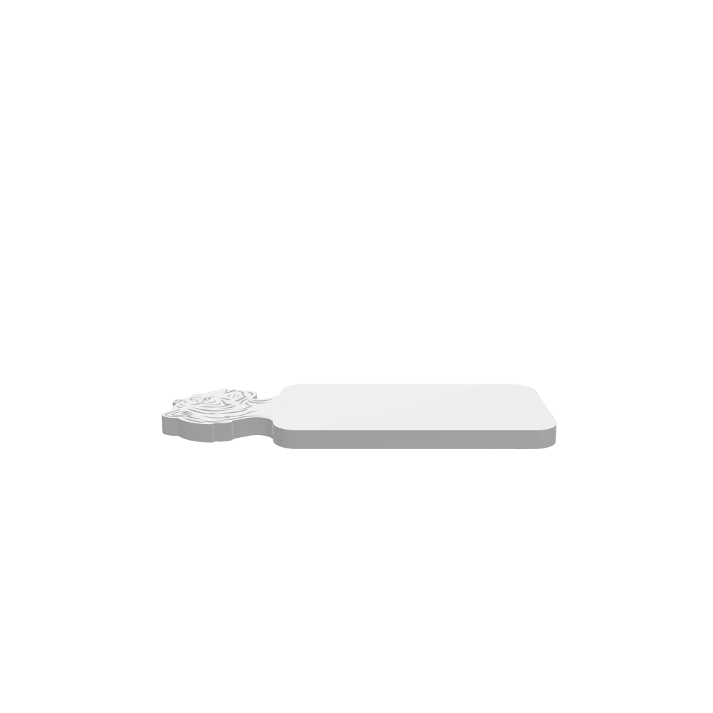 GLB of render file of Tiger Head Cheese Board, displaying a 3D preview of the finished board for visualization before production.