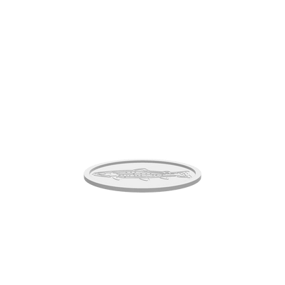 GLB of render file of the cartoon trout tray, ready for 3D viewing or digital mockups.
