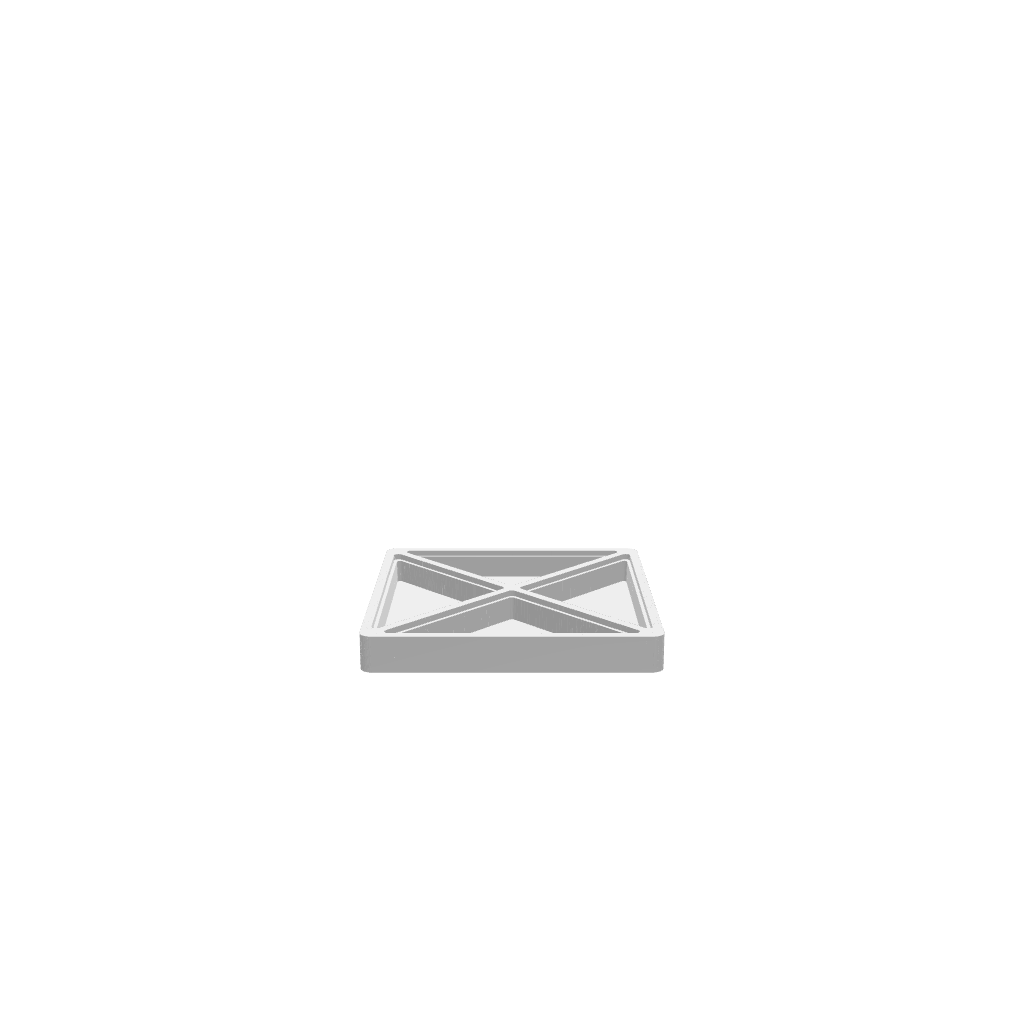 GLB of render file of a triangular V2 jewellery box with an acrylic lid, displaying a clear top view and smooth 3D details for easy visualization.