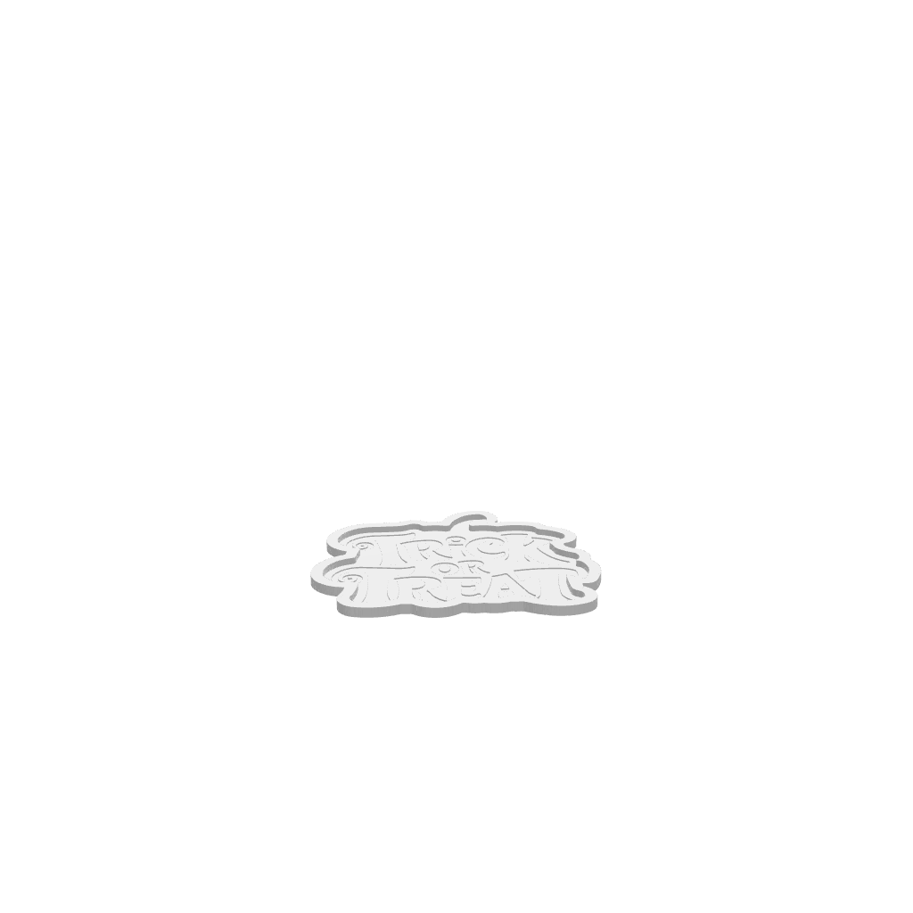 GLB of render file of a 3D preview of the “Trick or Treat” Halloween tray, displaying how the finished tray will look once cut and assembled.